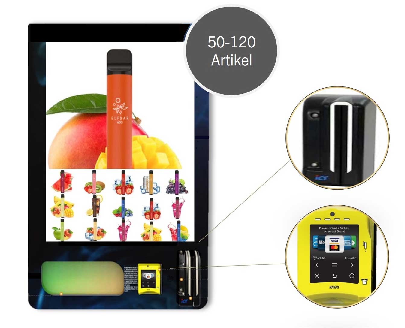 VAPEMAXX "L" - Verkaufsautomat für E-Zigaretten, Liquids und Zubehör